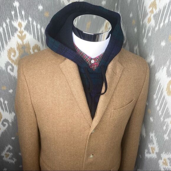 Polo Ralph Lauren Made in Italy Camel & Tan Cashmere Herringbone Sport Coat - Picture 1 of 16